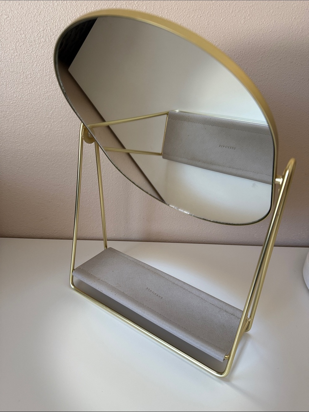 Container Store Stacker Gold Trim Table Mirror